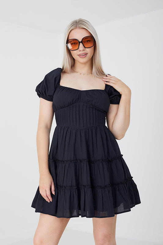 Short Sleeve Pleated Dress