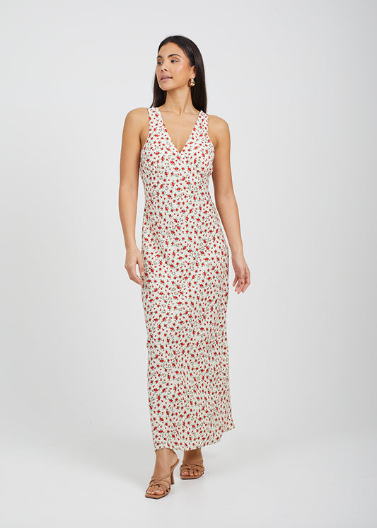 V-Neck Floral Print Dress