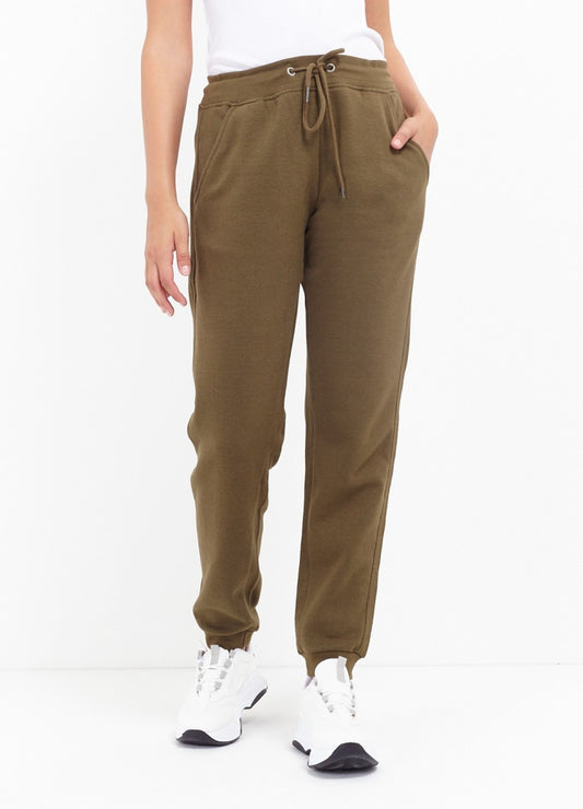 Khaki Drawstring Waist Jogging Bottoms