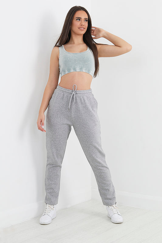 Grey Marl Straight Leg Jogging Bottoms