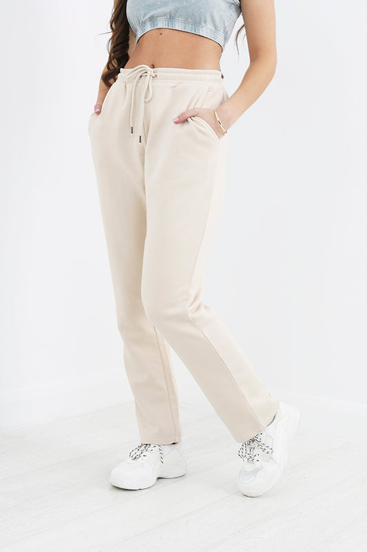 Oatmeal Straight Leg Drawstring Jogging Bottoms