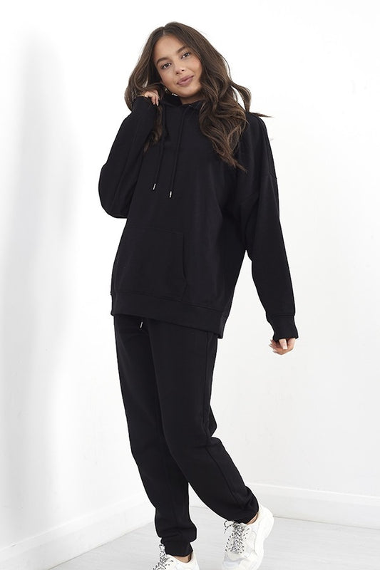 Black Plain Drawstring Jogging Bottoms