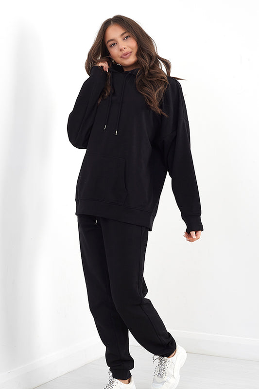 Black Plain Drawstring Detail Jogging Bottoms