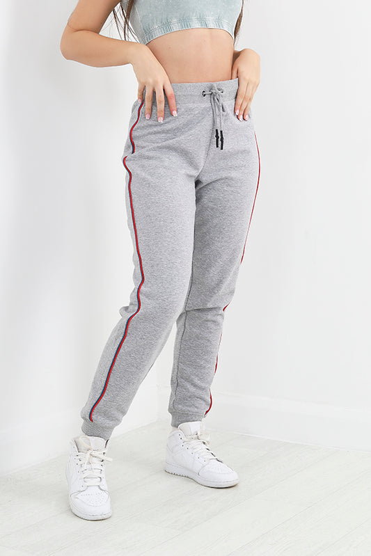 Grey Marl Side Stripe Detail Jogging Bottoms