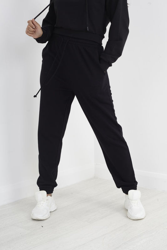 Black Cuffed Drawstring Jogging Bottoms