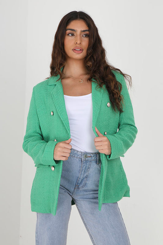 Green Military Style Double Breasted Jacket