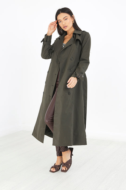 Double Breasted Maxi Length Belted Classic Mac