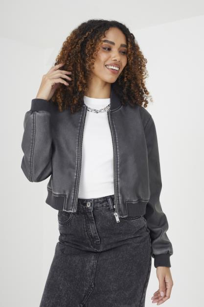 Vintage Pu Croed Bomber Jacket