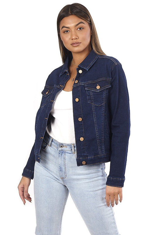 Western Style Dark Blue Wash Denim Jacket