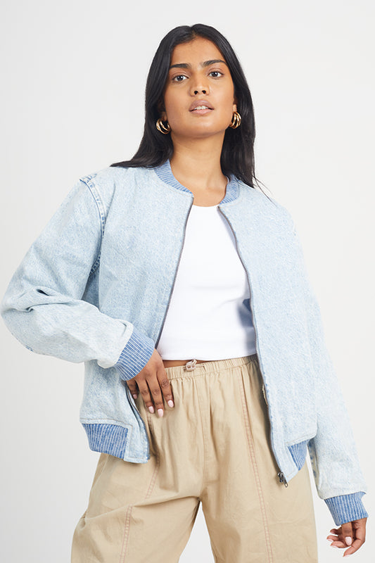 Ladies Brave Soul Heavy Bleach Wash Jacket