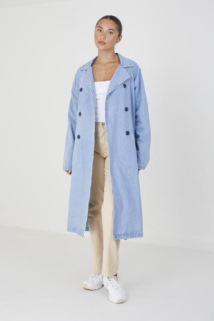 Longline Denim Trenchcoat