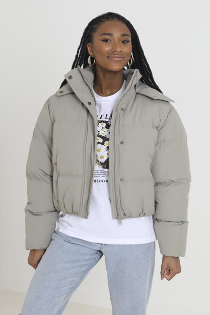 Over Sized Hooded Puffer Jacket Collar
