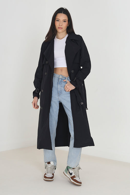 Nylon Taslan Double Breasted Mac