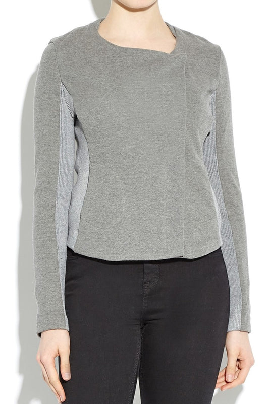 Deana French Terry Rib Detail Biker Jacket