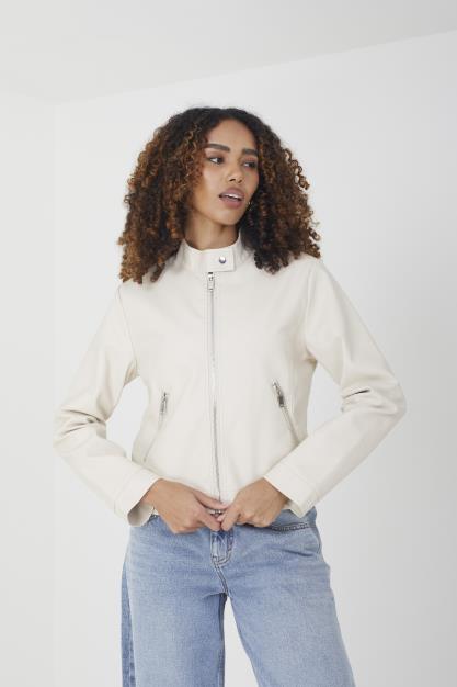 Pu Round Neck Biker Jacket