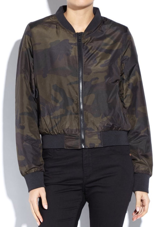 Entwi Padded Camo Print Bomber Jacket