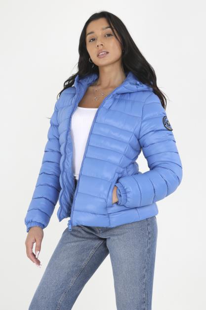 Mid Blue Sleeve Badge Detail Zip Through Jacket