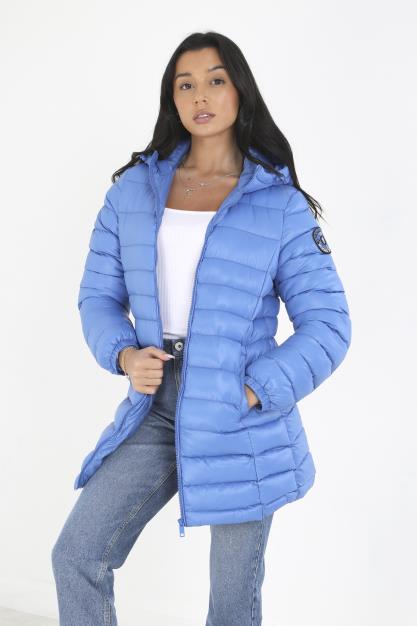 Mid Blue Badge Detail Longer Length Jacket