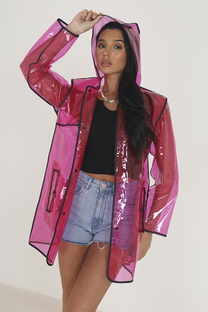 Pink See Through Rain Mac