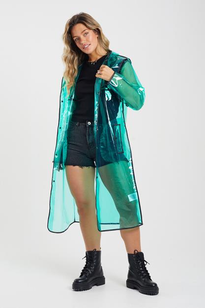 Green See Through Rain Mac