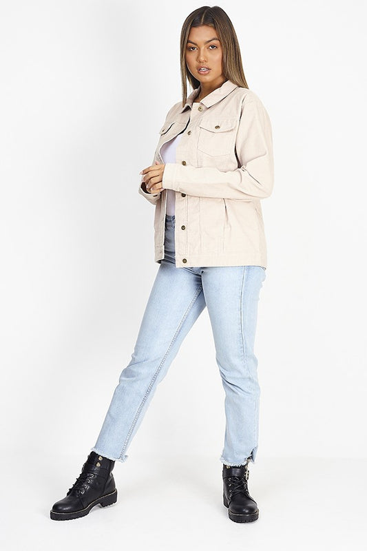 Button Up Pocket Detail Corduroy Jacket
