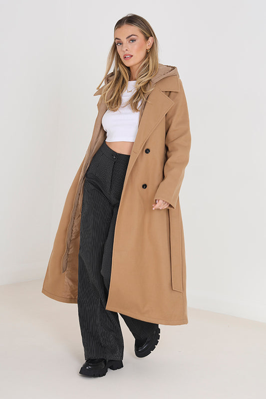 Faux Wool Maxi Length Jacket