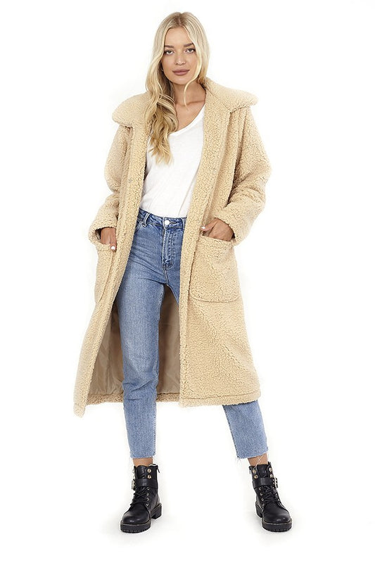 Longline Soft Shaggy Fleece Jacket