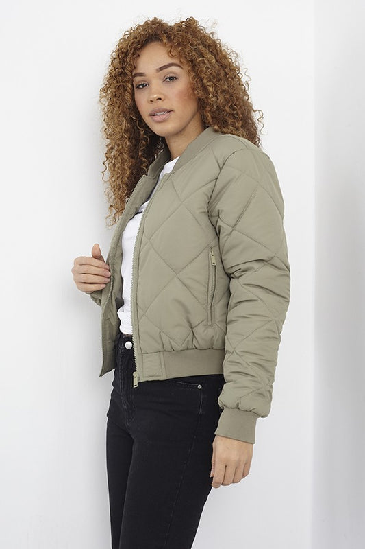 Quilted Zip Through Fastening Bomber Jacket