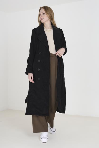 Cord Trench Coat With Belt