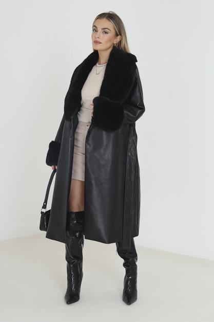 Longline Pu Wrap Jacket