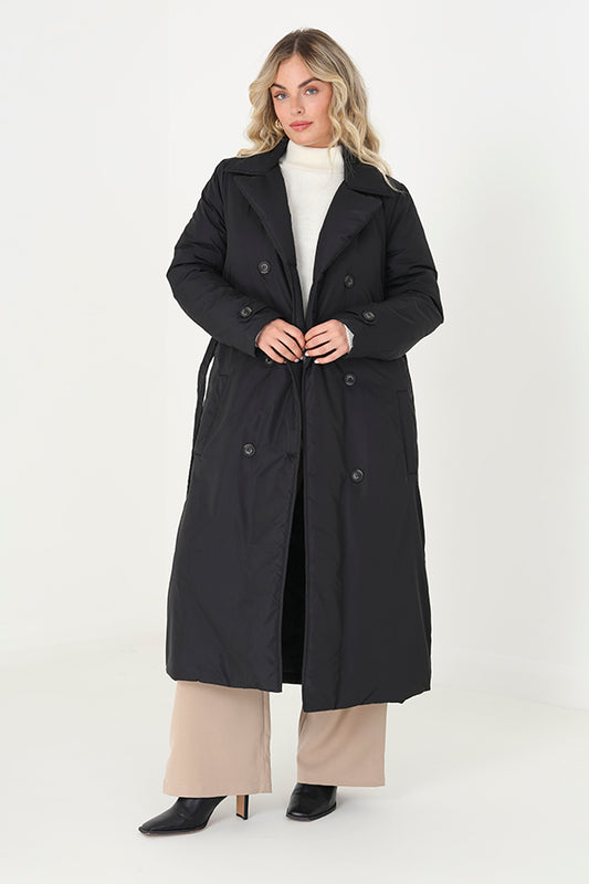 Padded Double Breasted Trench Coat