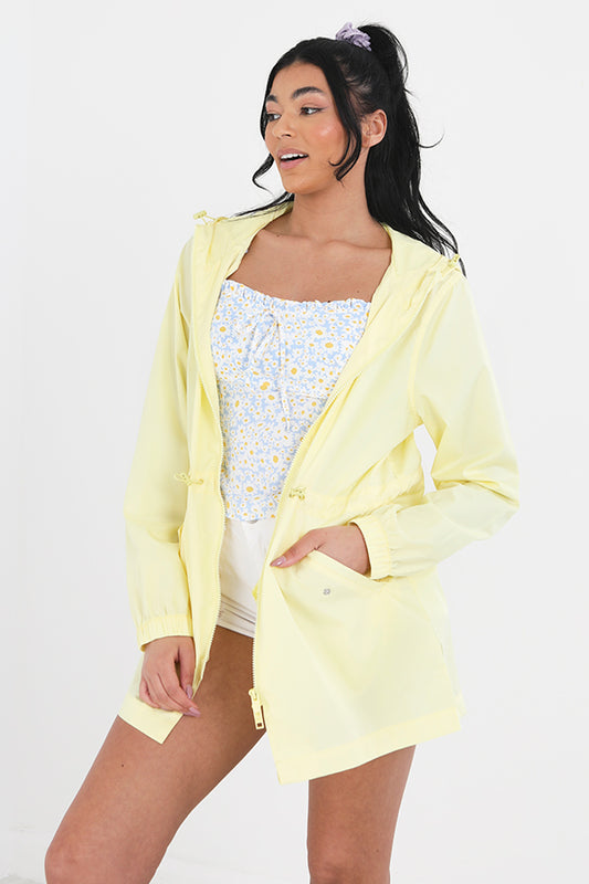 Plain Showerproof Zip Through Hooded Jacket
