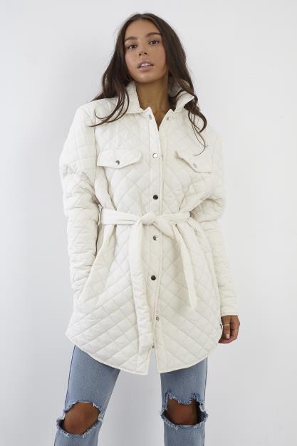 Diamond Quilted Belted Shacket