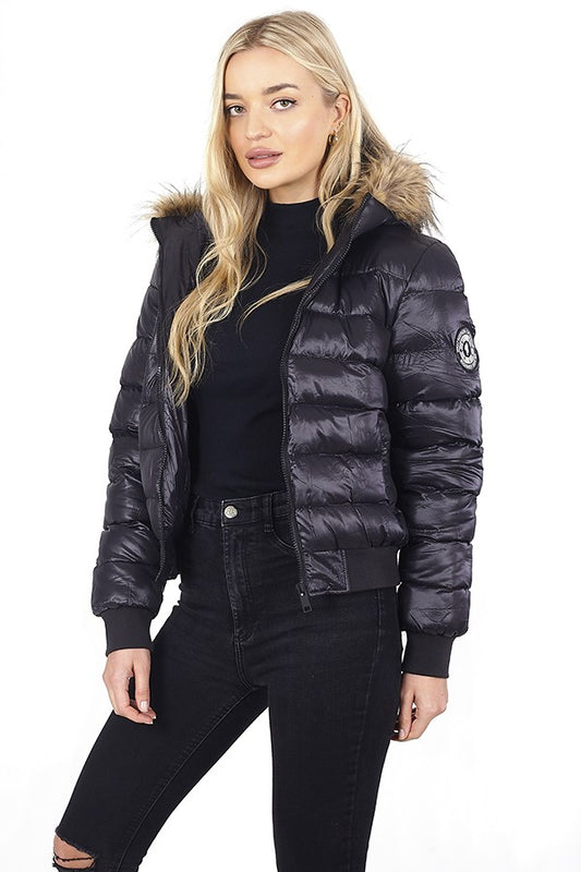 Padded High Shine Nylon Jacket