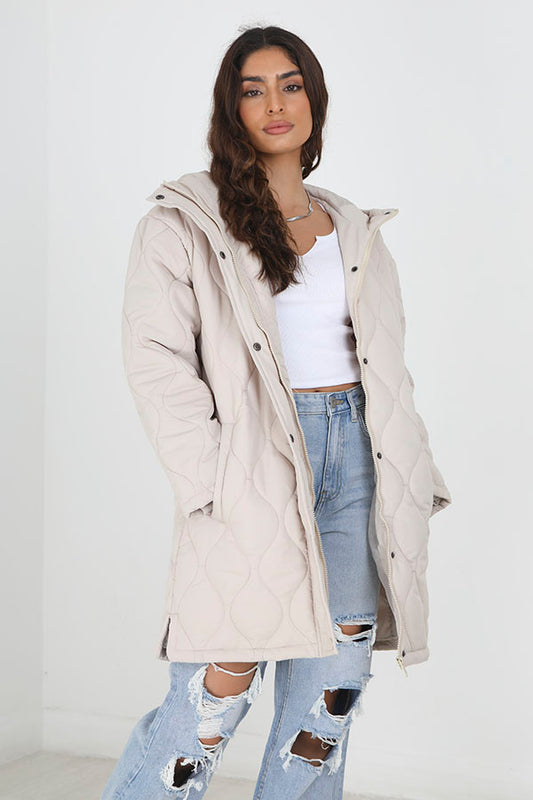 Stone Onion Quilted Longer Length Zip Jacket