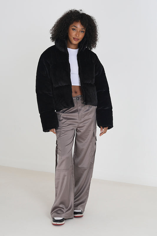 Faux Fur Padded Short Jacket