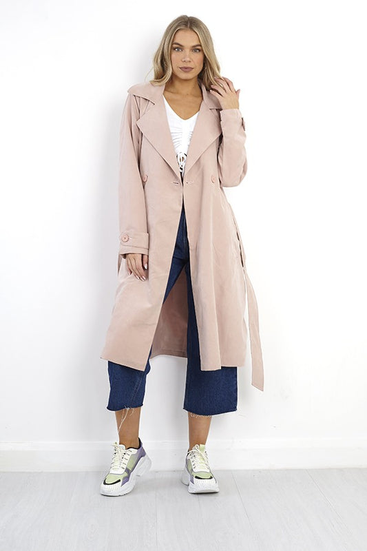 Belted Double Breasted Peached Finish Coat