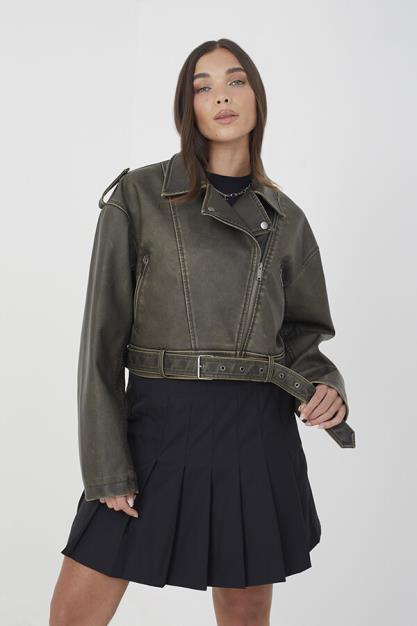 Vintage Pu Oversized Croed Jacket
