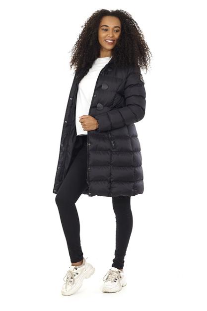 Black Longline Padded Faux Fur Hooded Coat