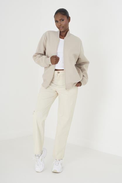 Faux Wool Body Bomber Jacket