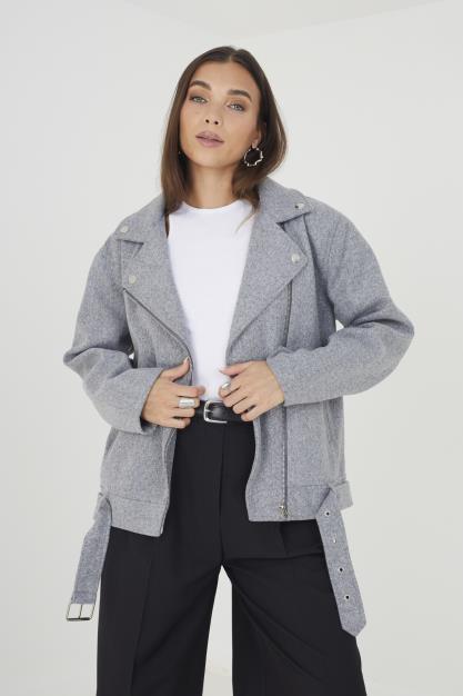 Faux Wool Over Size Biker Jacket