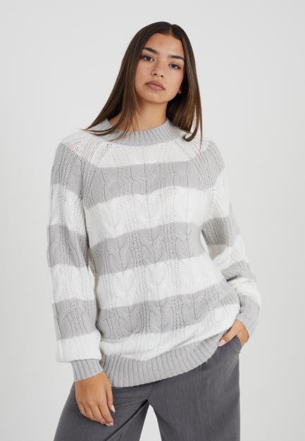 Crew Neck Cable Stripe Jumper