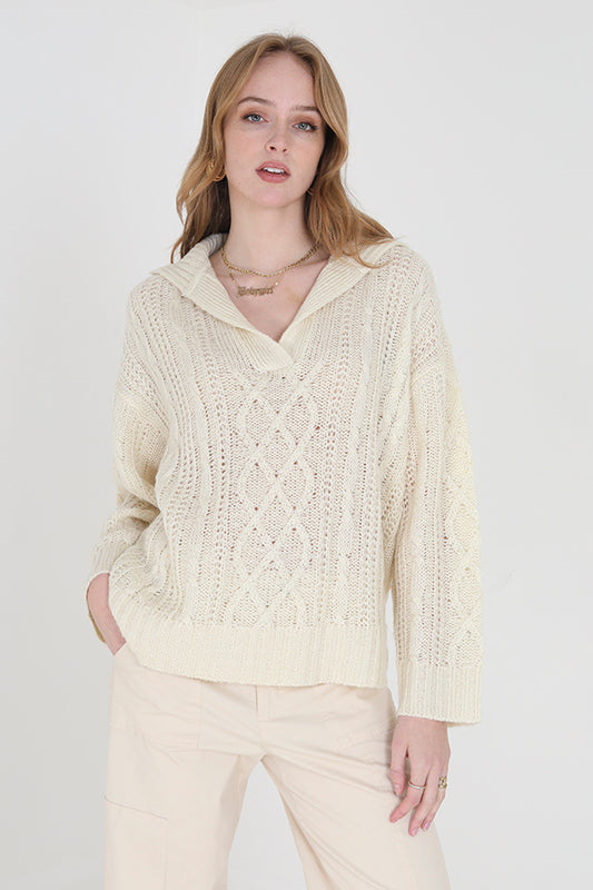 Polo Neck Cable Jumper