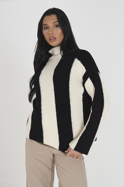 Brave Soul High Neck Striped Jumper