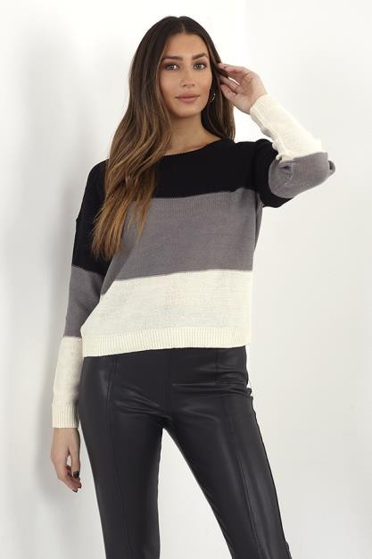 Monochrome Block Colour Boxy Knitted Jumper