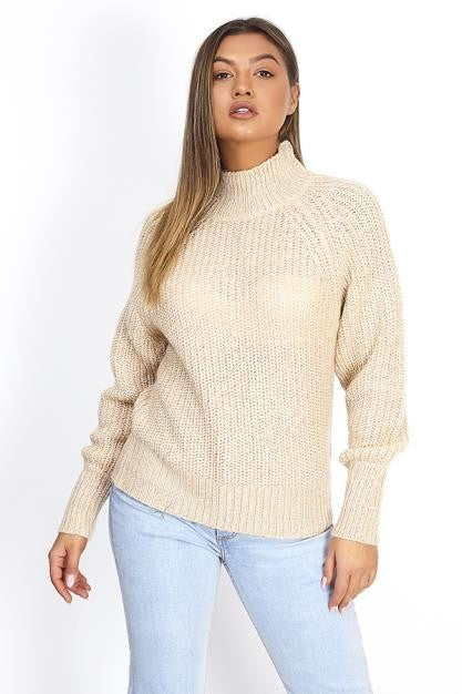 Colour Twist Fisherman Rib Knit Turtleneck Jumper