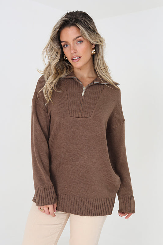 Droed Shoulder Zip Collar Jumper