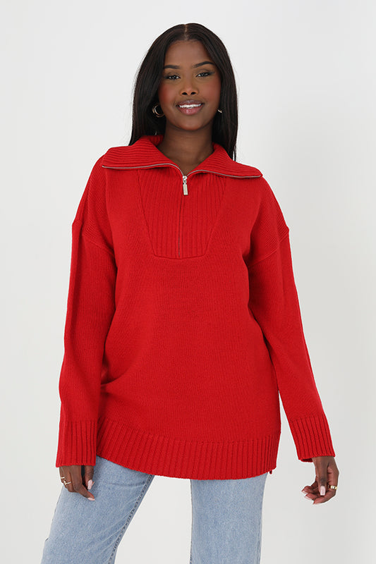 Droed Shoulder Zip Collar Jumper