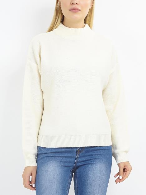 Ivory Rib Detail Long Sleeve Boxy Fit Jumper