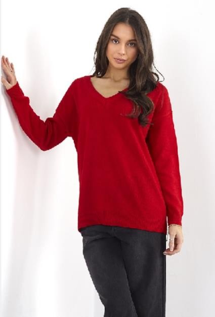 Relaxed Fit Long Sleeve V-Neck Jumper
